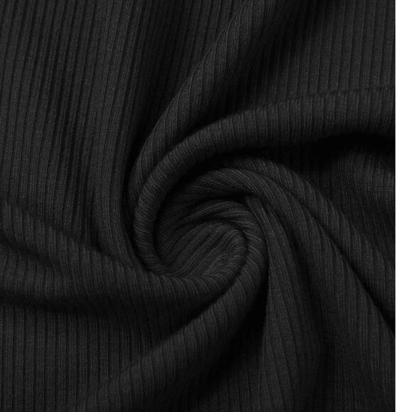 Popzone - Women - M - Thin Ribbed Black Long sleeve mock neck shirt - slim Fit - Picture 3 of 6